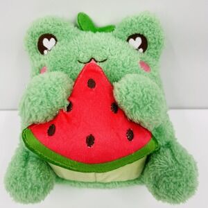 Cuddle Barn Watermelon Munch Wawa 9" Plush Green Frog Stuffed Animal Soft Cute